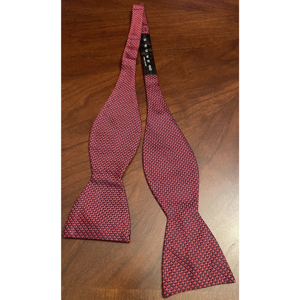 Beau Brummel, Red, Black, Hand Made, 100% Silk, Bow Tie, Made In China